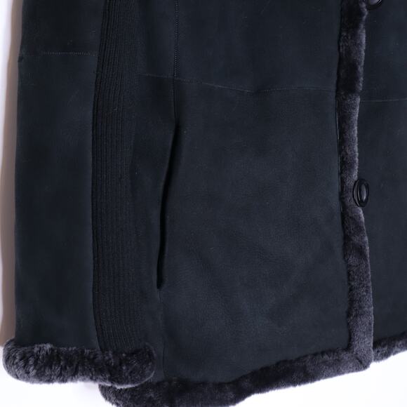 MODA ITALIA Lambskin and Shearling Coat Off-Center Shawl Collar Women's M - Picture 4 of 11